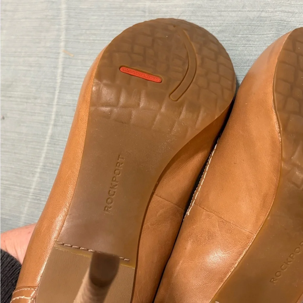 Rockport Tan Leather Platform Heels 8.5 Wide